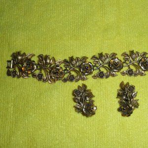 Vintage Bracelet and Clip Earrings